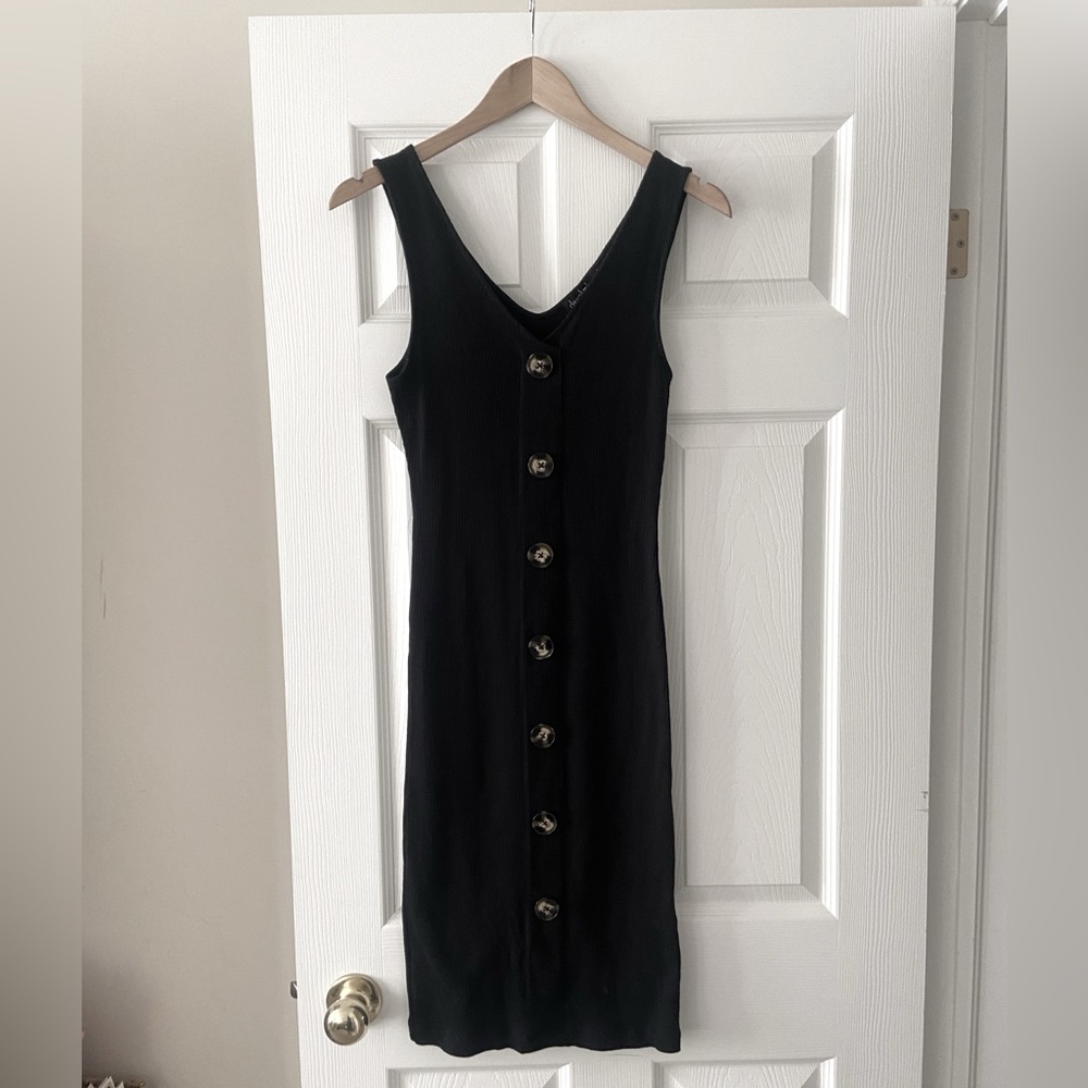 Derek Heart |  Black Sleeveless Button Midi Dress